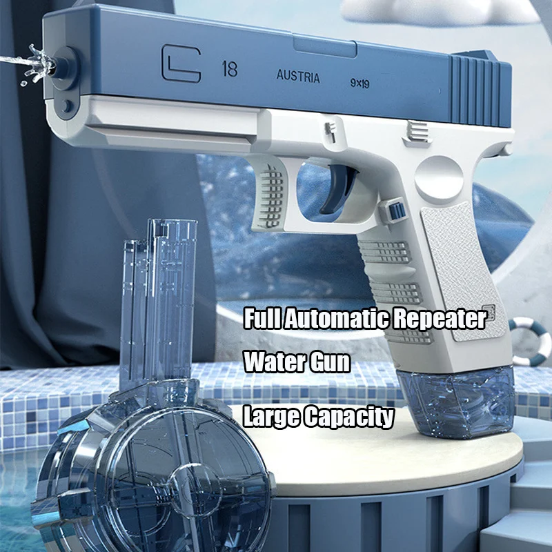 Pistola de água elétrica com dois tanques de água automática blaster de água de alta potência para crianças jogos ao ar livre verão pistola de água brinquedos