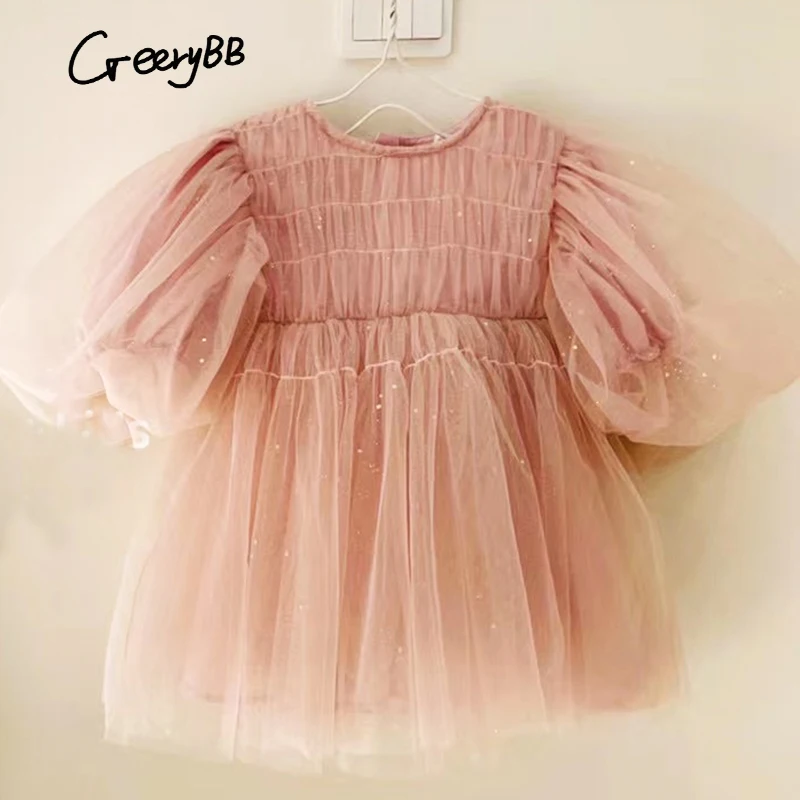 Girls Wedding Princess Dress Baby Kids Elegant Party Tutu Fluffy Prom Gown Children Mesh Clothes Evening Tulle Birthday Dresses