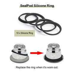 ICafilas Black Cover Accessorie Silicone O-rings For Upgrade Version Nespresso Stainless Steel Refillable Capsules Body Cup