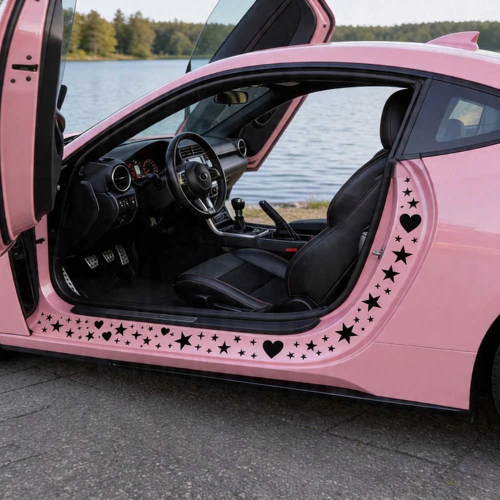 Kawaii JDM Heart Car Stickers Decoration Window Bumper Stars and Sparkles Sticker Exterior Accessories Waterproof Vinyl Decal