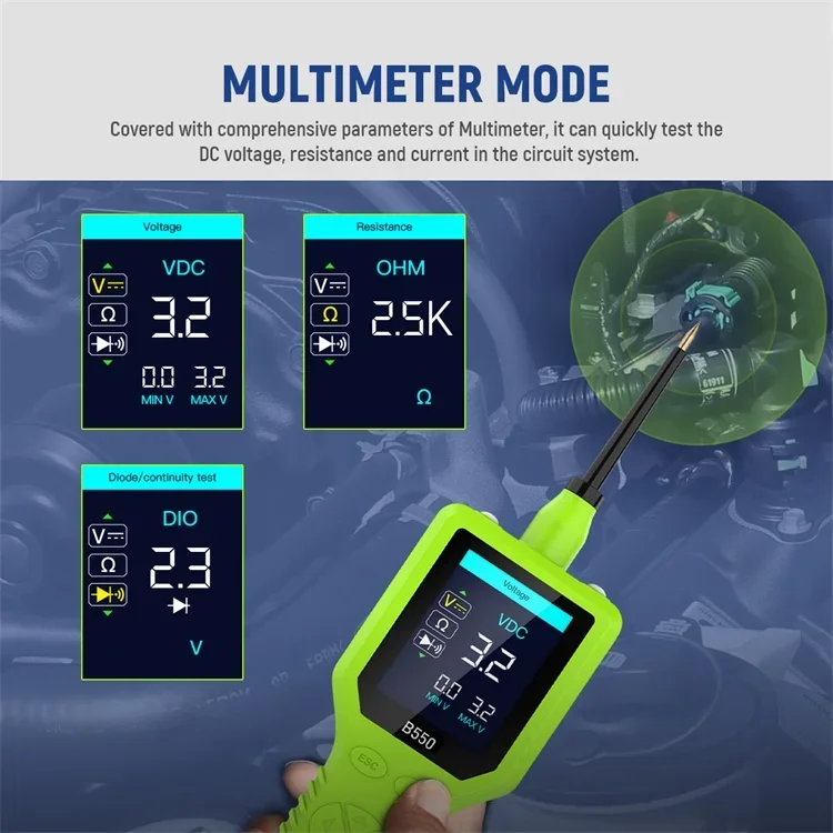 2026 سعر المصنع MRCARTOOL B550 12 فولت نظام السيارات أداة تشخيصية مسبار الطاقة سيارة جهاز فحص الدائرة الكهربائية