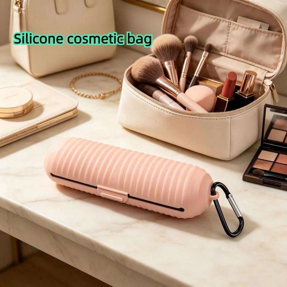 Portable Silicone Makeup Brush Holder Case, Travel‑Friendly Cosmetic Brush Storage Pouch, Washable Make‑up Brush Organizer