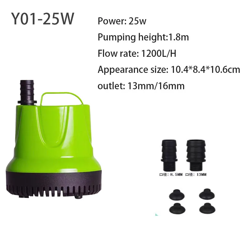 Dompelpomp voor aquariumvijver, hydrocultuur tuinfontein, ultrastille waterval, 6W, 12W, 25W, 60W, 100W 110V-220V