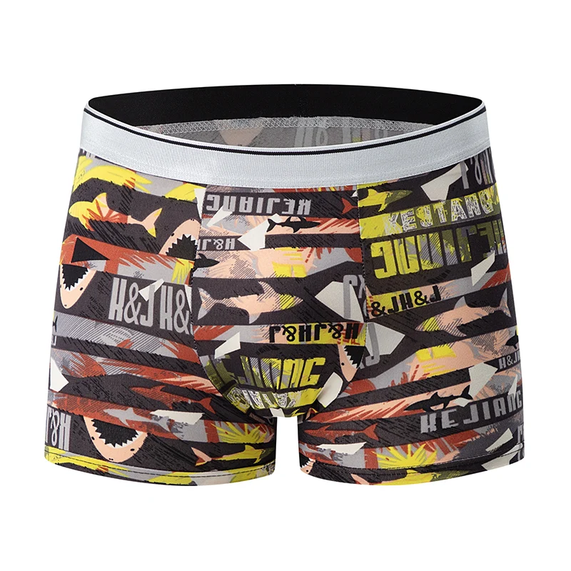 4-piece men\'s fashion graffiti underwear boyshort personality trend Joker shorts teenagers casual plus size stretch shorts under