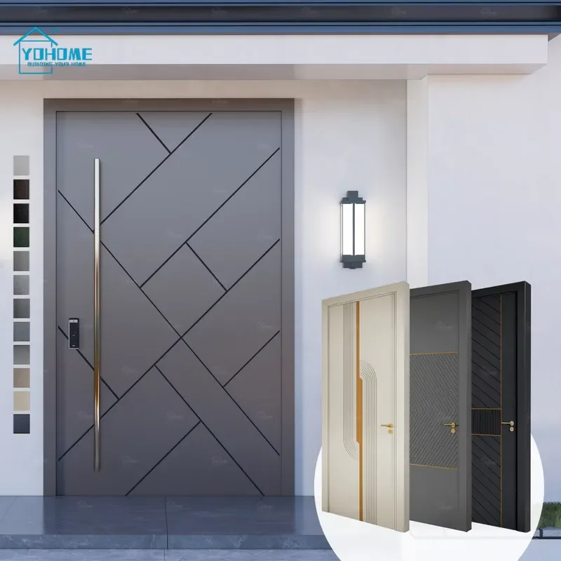 China Top Factory Custom Exterior Security Doors Aluminum Entrance Door for Home Hurricane Impact Outdoor Pivot Doors