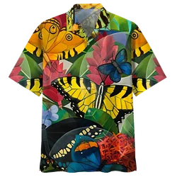 Multi Color Butterfly Hawaiian Shirt For Men Women Summer Street 3d Printed Animal Shirts Lapel Short Sleeves Tops Button Blouse