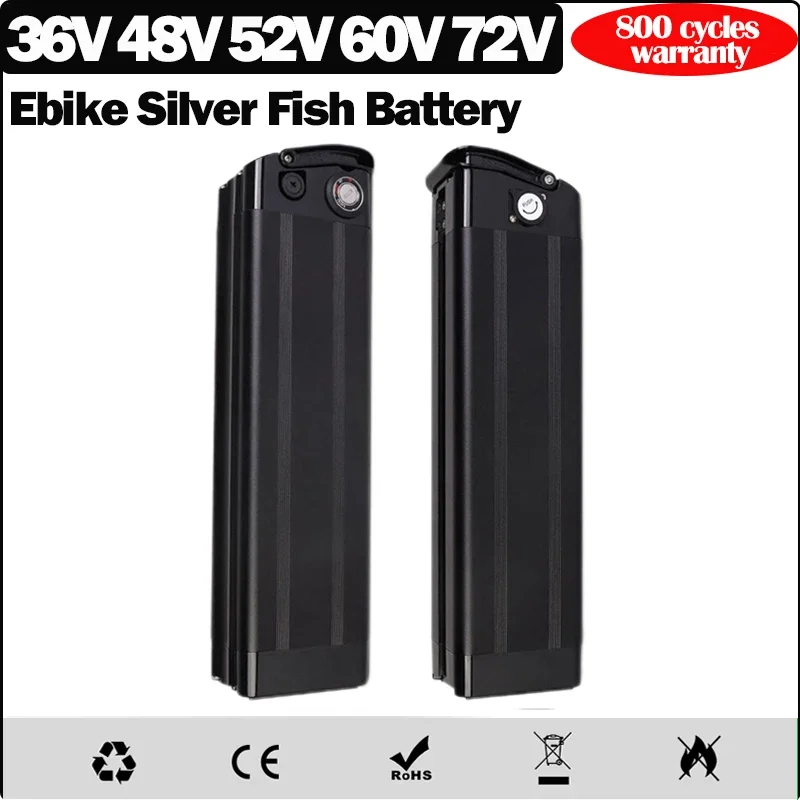 48v 30ah Silver Fish EBike Lithium Battery 52 Volt 45ah Batterie Vélo 36v 13Ah Duotts S26 Battery 60v 72v 20ah 40ah 50ah Battery