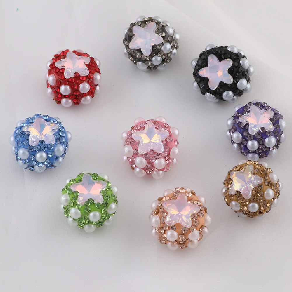 15pcs 18*16mm Polymer Clay Pearl Crystal Rhinestones Jewelry Beads Fit Fashion Pen Making Necklace Bracelet Earring Decor