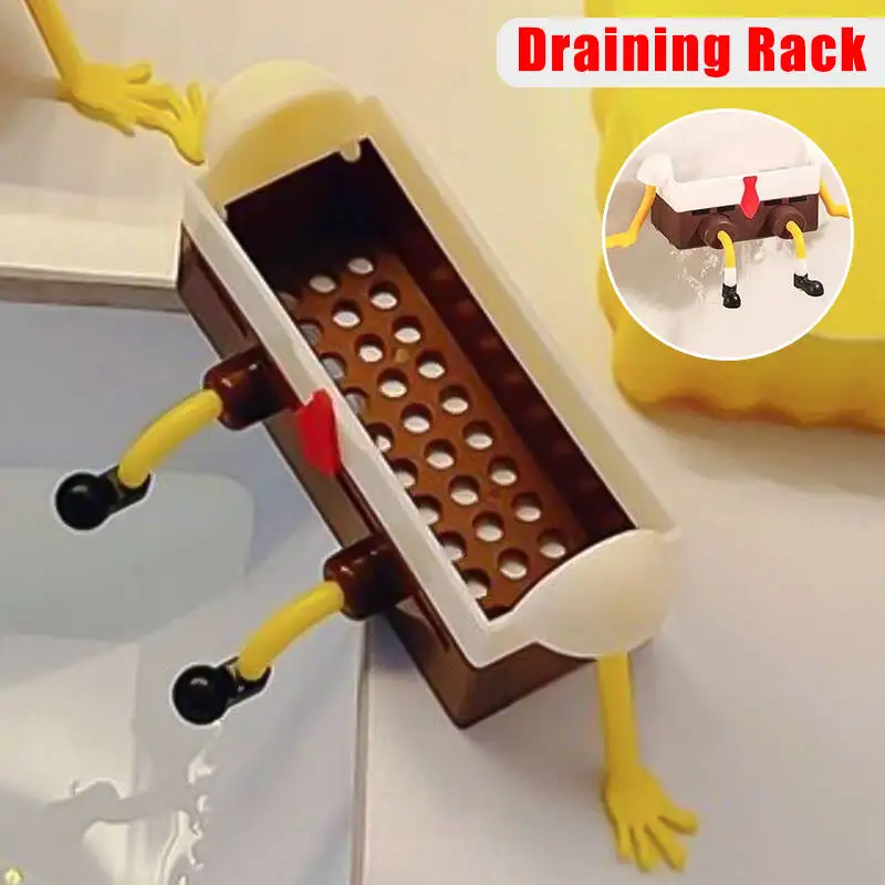 Cartoon Sponge Drain Rack Creative Sponge Holder Home Kitchen Sink Shelf for Dishwashing Brush Drainage Basket Organizer