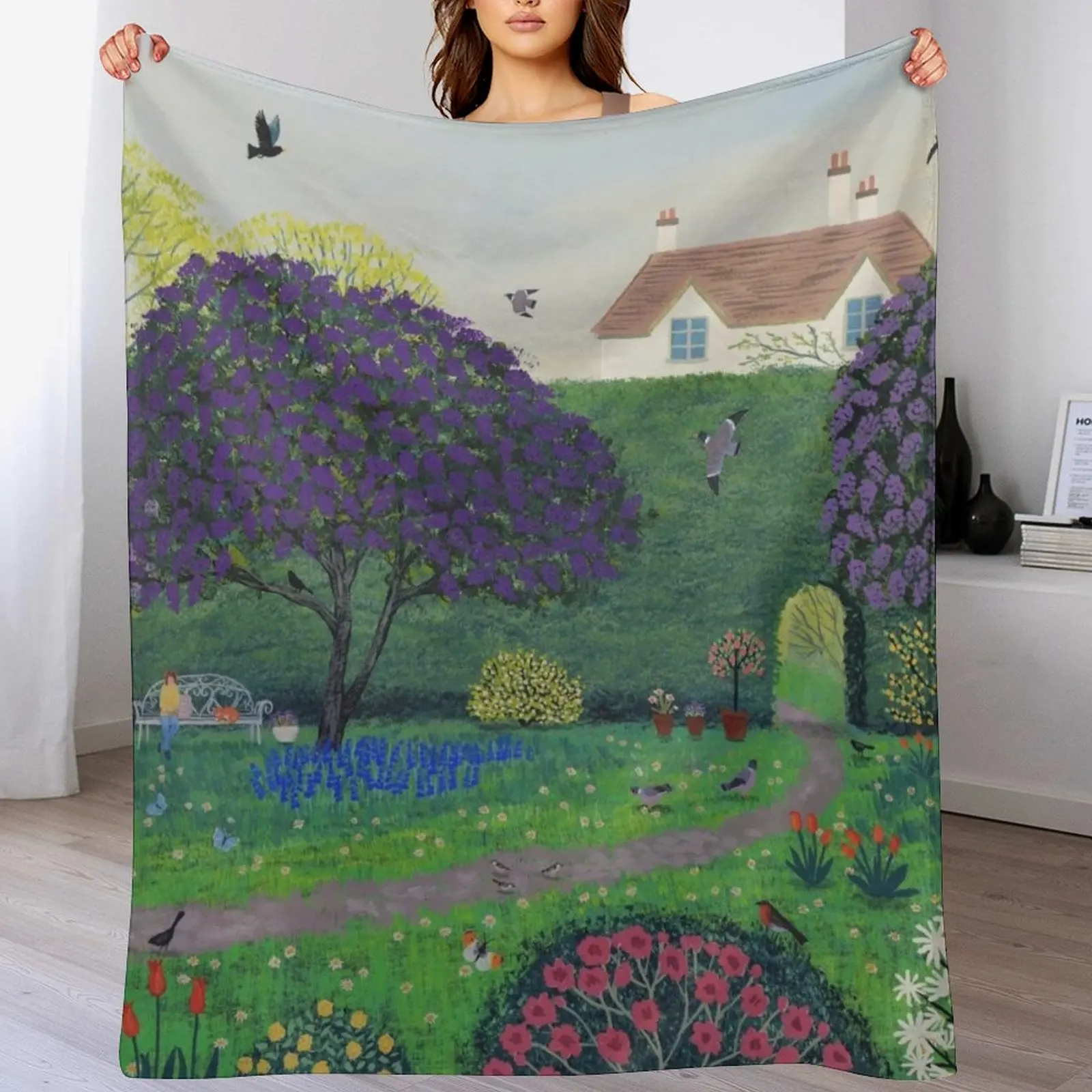 

Under the Lilacs Throw Blanket Extra Large Throw sofa bed Moving Soft Plush Plaid Blankets