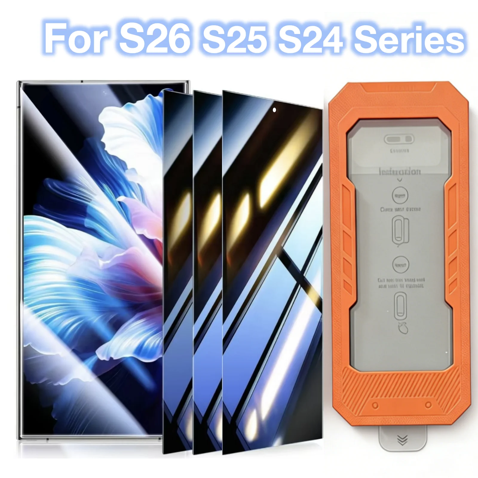 

3Pcs For Samsung Galaxy S26 Ultra Anti-Spy Tempered Glass S25 Edge S24 Plus Screen Protective Unlock Super Easy 9H Unlock ﻿