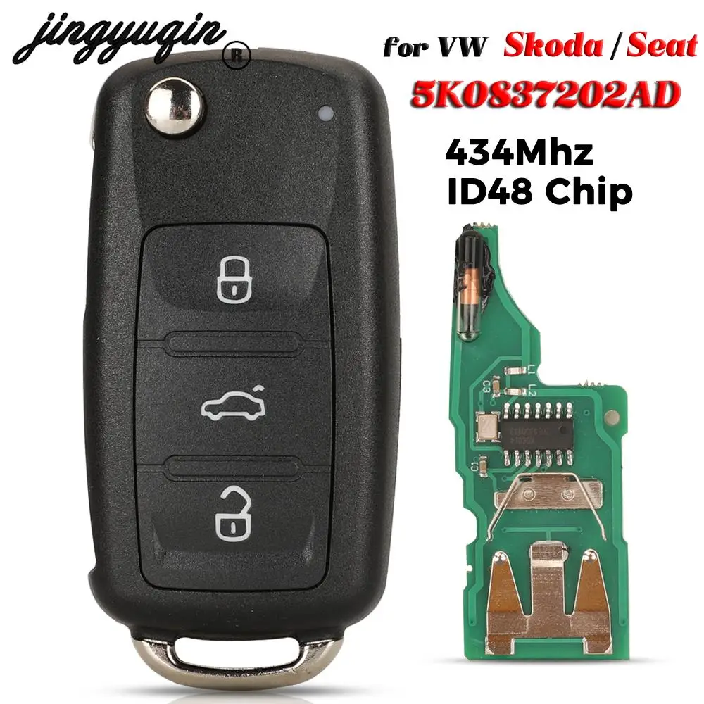 jingyuqin 5K0 837 202 AD Remote Key 434MHz id48 for VW Golf Mk6 Estate Caddy Eos Jetta Polo Scirocco Tiguan Skoda / Seat Cordoba