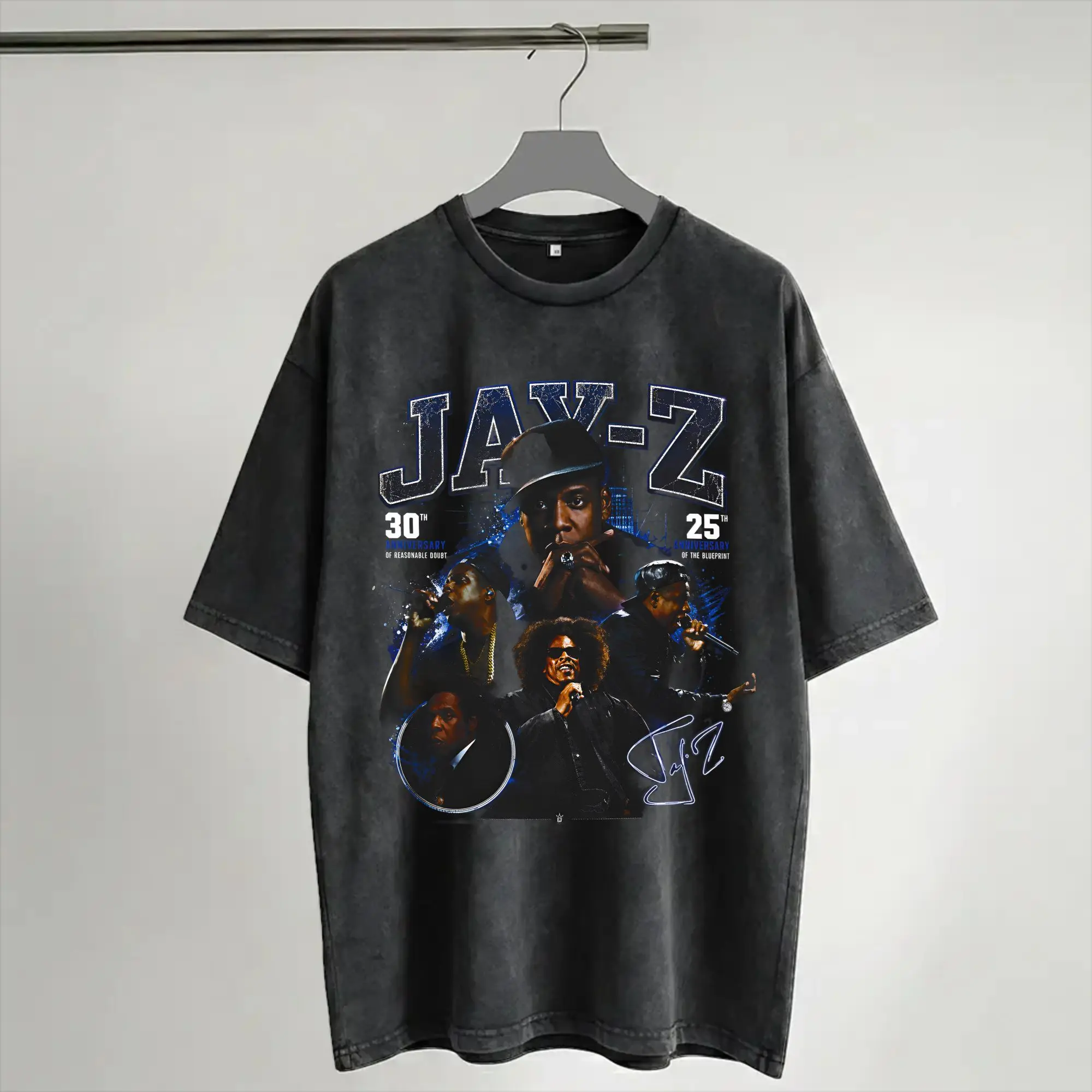 Jay Z 30th Reasonable Doubt 25th Blueprint JAŸ-Z 30 Tour  Outfit Washed T Shirt Men Women Streetwear Hip Hop T-Shirts