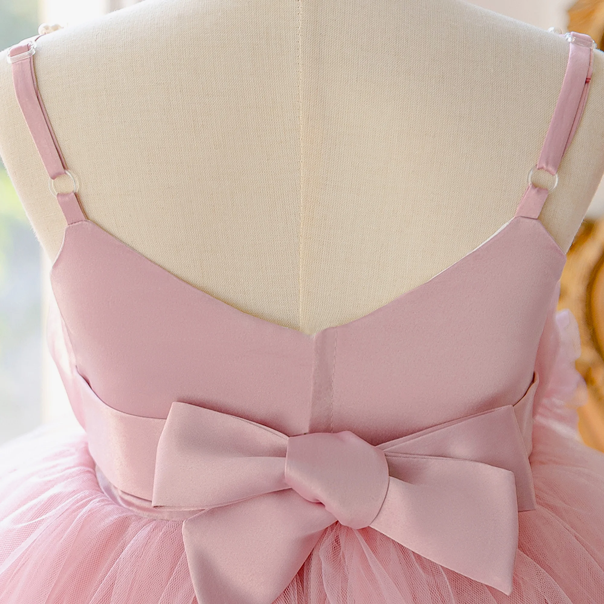 Elegantes Blumen-Partykleid für Mädchen, formelles Tüllkleid für Geburtstag, Hochzeit, Prinzessinnen-Ballkleid, Mädchenkleid mit Schleife, Brautjungfernkleid, Klavier-Abendkostüm – Detail 8