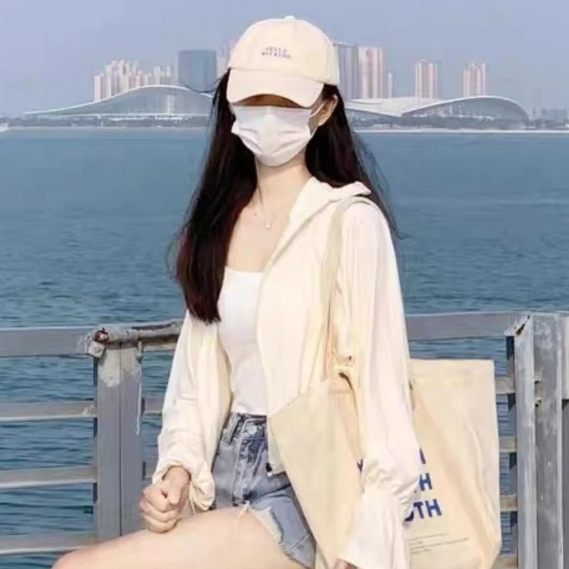 Hooded Jackets Women Summer Sun-proof Outwear Fashion Loose Korean Style Breathable Girls Tender Flare Sleeve Personal Clothing