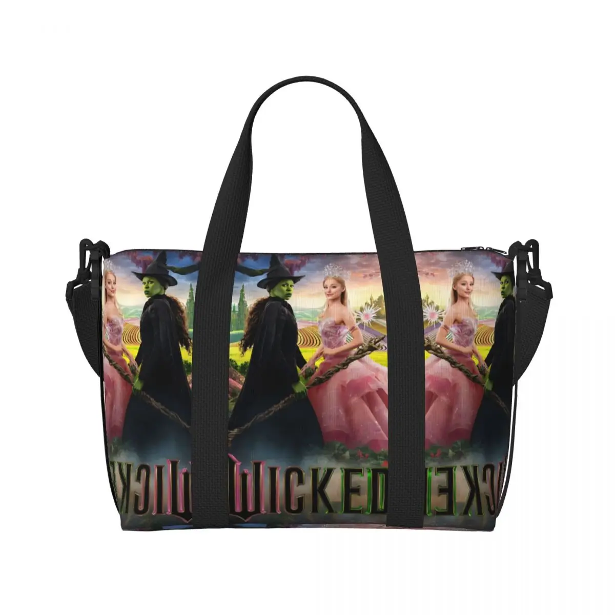 Borsa tote rotonda personalizzata W-Wickeds Funny Turn per donna classica di grande capacità       Borse da viaggio per palestra sulla spiaggia