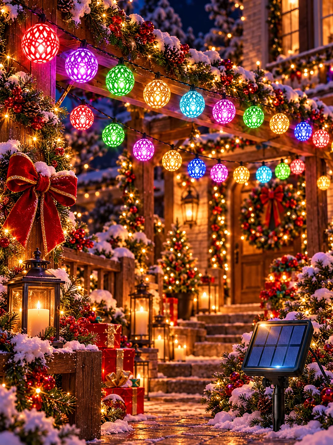 Solar Moroccan Lantern Globe String Lights Lattice Ball Fairy Garland for Ramadan Eid Xmas Porch Garden Wedding Party Home Decor