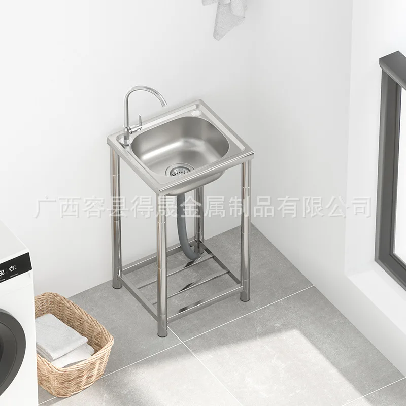 Yjq sink with bracket vegetable wash basin stainless steel wash basin floor outdoor single and double basin