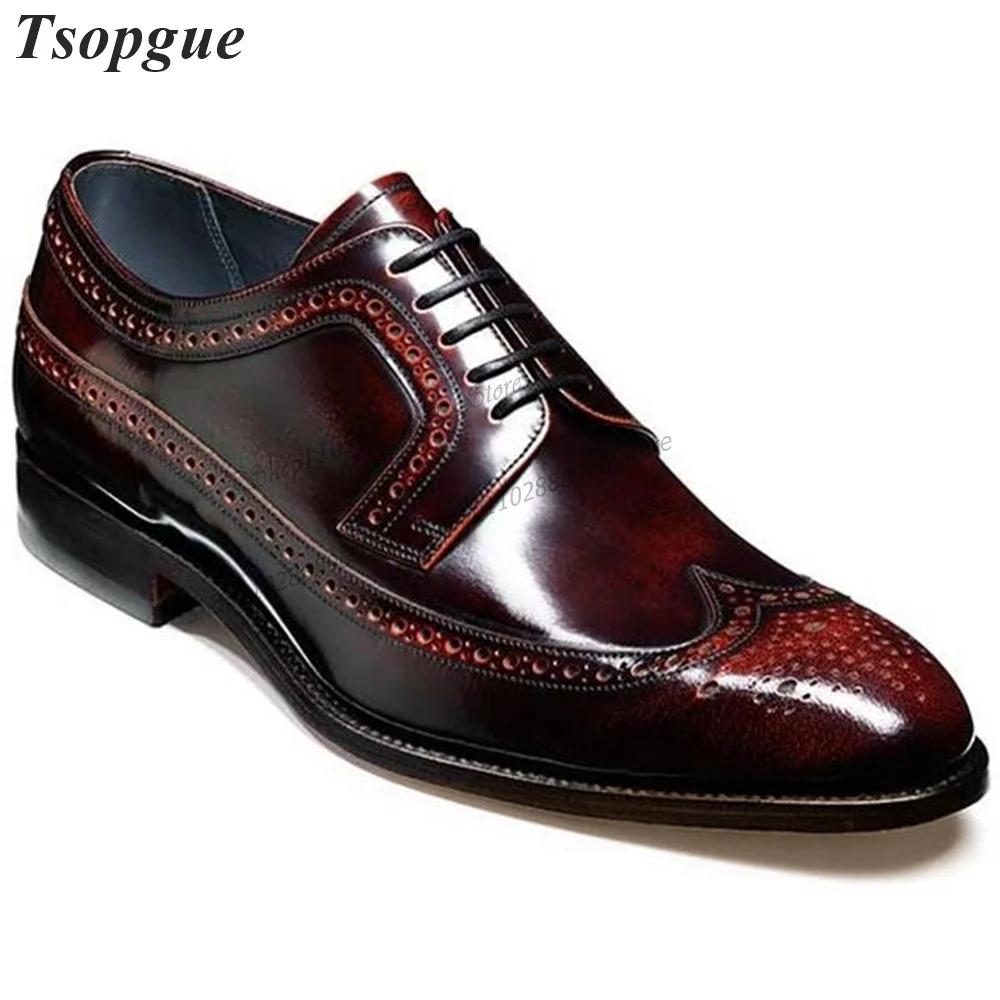 Western Style Cross-Tied Red Carve Leather Men's Pumps Men Dress Shoes Slip-On Runway Casual Party Shoes 2023 Zapatillas Mujer