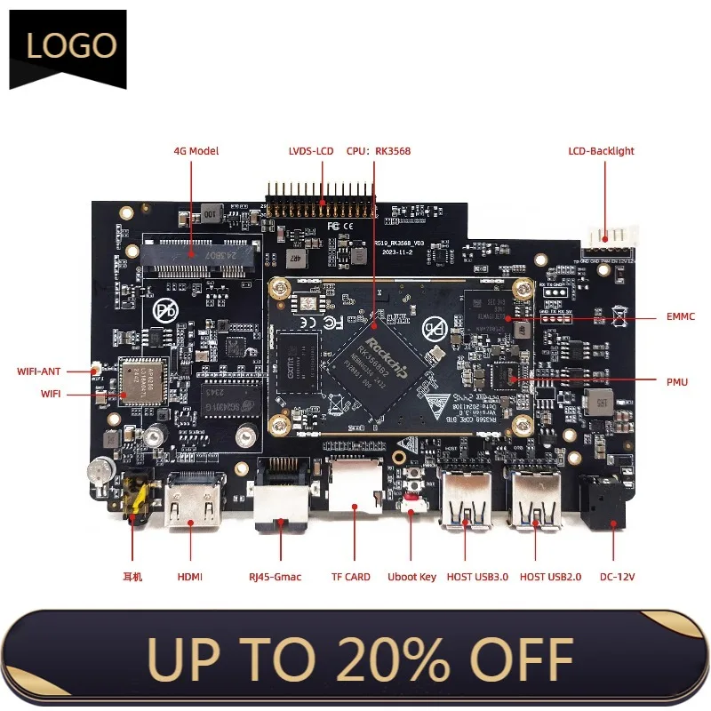 Rockchip RK3568 Embedded Motherboard Unterstützt Android 11 Ubuntu Debian Linux QT IoT Industriesteuerung
