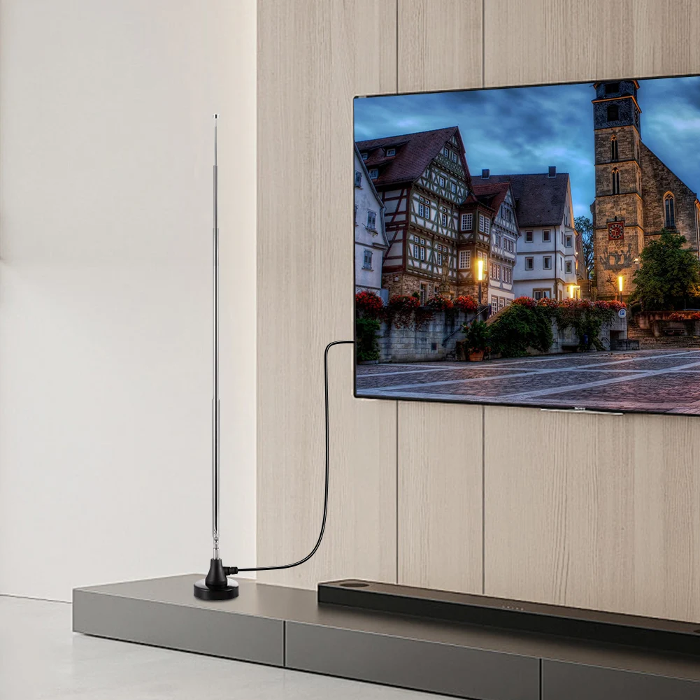 هوائيات تلسكوبية FM عالية الكسب مع 3 محولات هوائيات راديو FM داخلية هوائي تلفزيون داخلي لراديو FM الرقمي المنزلي