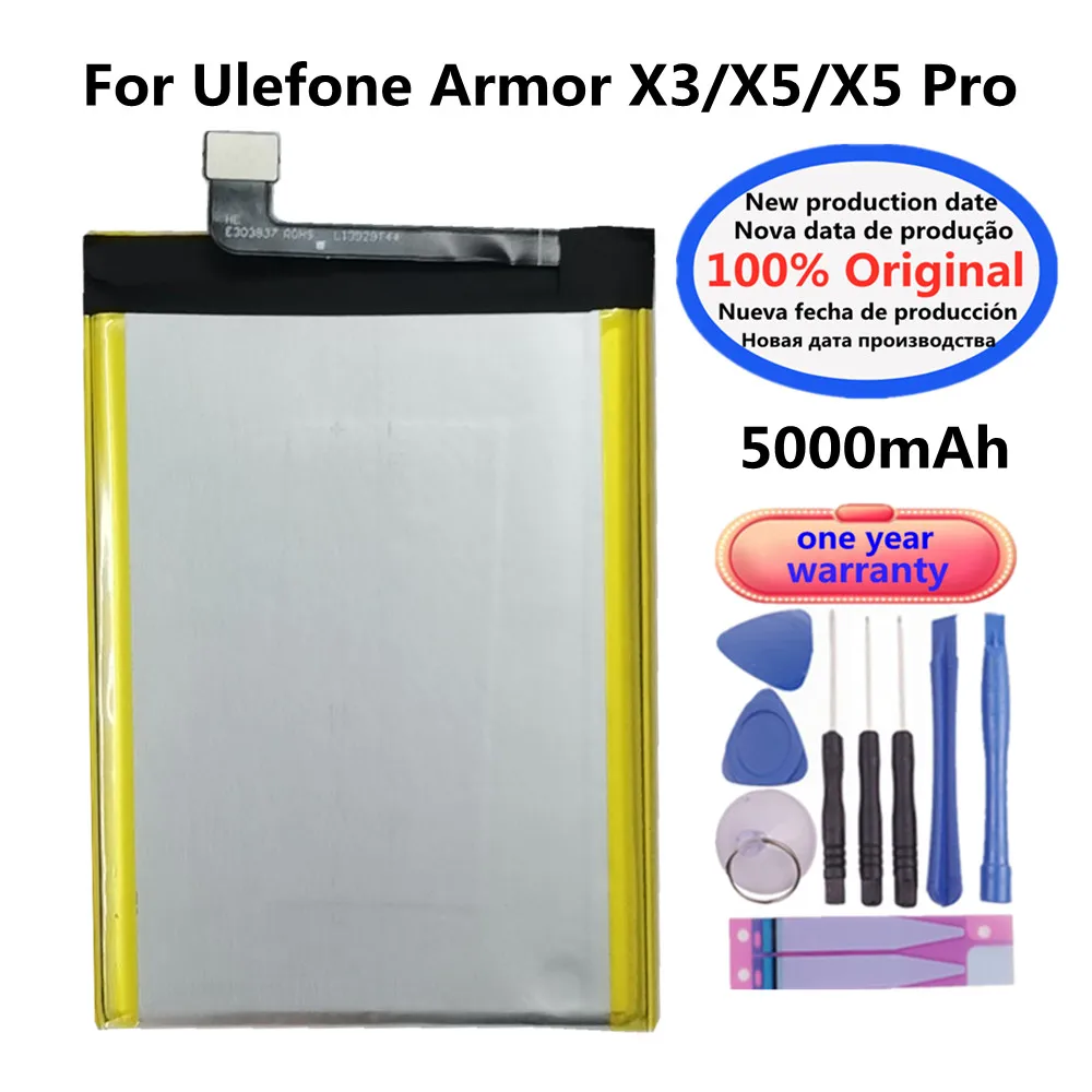 New 5000mAh Original Phone Battery For Ulefone Armor X3 X5 Pro / X5 X 5 Replacement Batteries Bateria Battery In Stock + Tools