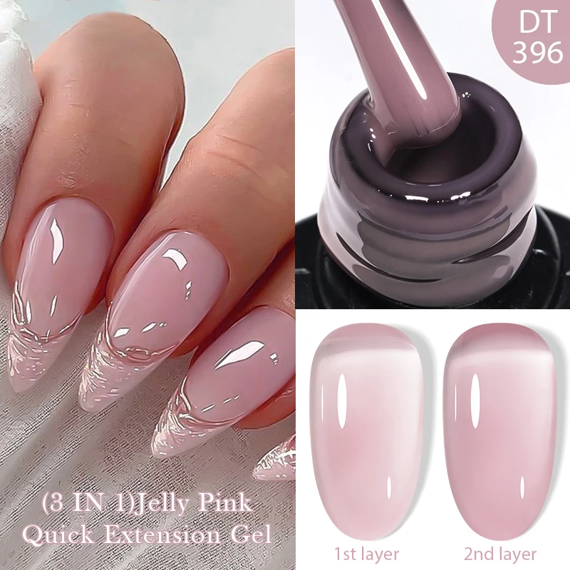 

MEET ACROSS 7ml 3 In 1 Jelly Pink Nude Quick Extension Nail Polish Finger Extend Construction Gel Nail Art Varnish For Nails