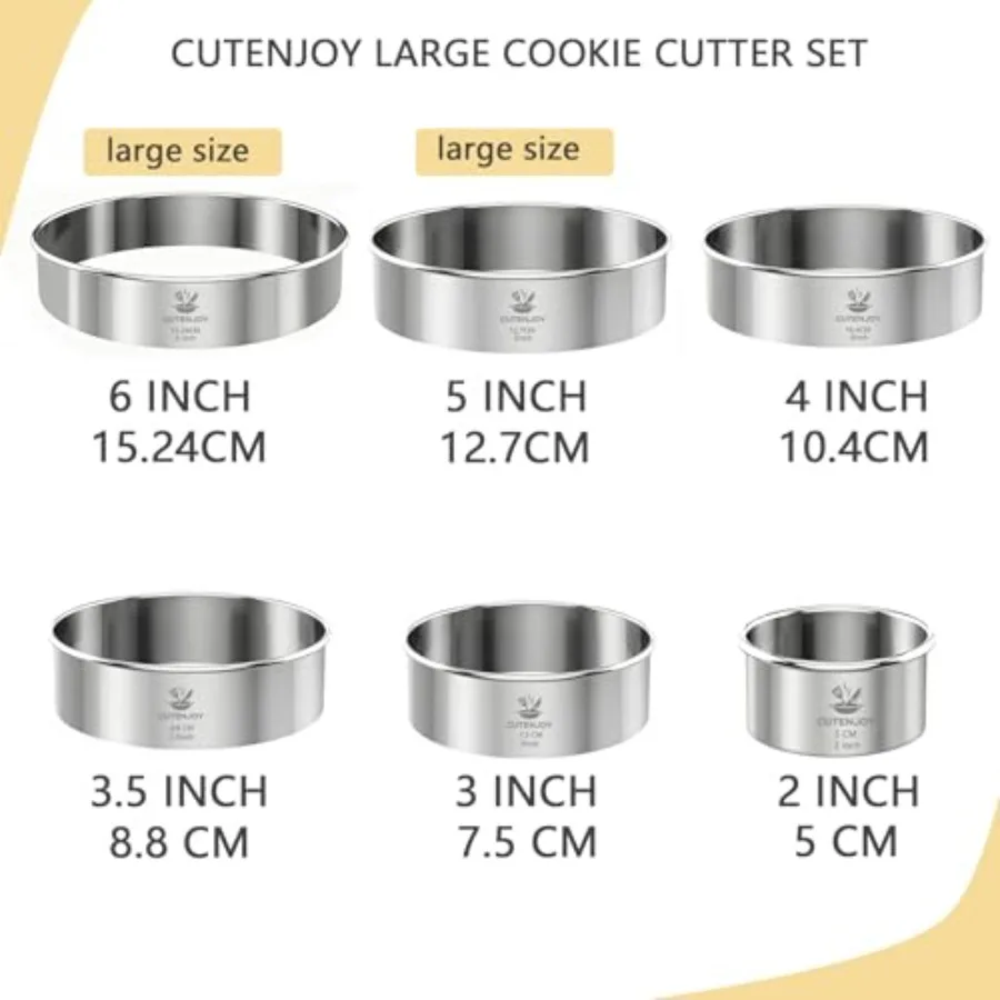 6 قطعة قواطع Ce مستديرة 2 3 3.5 4 5 6 Ih قواطع البسكويت من الفولاذ المقاوم للصدأ للخبز قاطع Ce مستدير كبير للخبز والمعجنات Donu