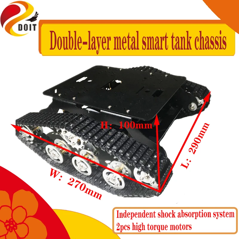 

Комплект амортизирующего шасси для танка, 6 кг нагрузки, двухслойная металлическая платформа робота с высоким крутящим моментом, двигатель 9 В/12 В для самостоятельной сборки
