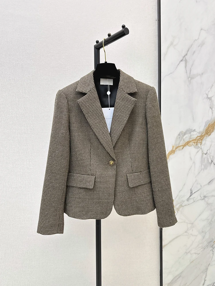 Spring Autumn Fashion Vintage Peacock-Feather Pattern Suits Suit Women's Ulster Collar Long Sleeve Coat+Straight Barrel Trousers