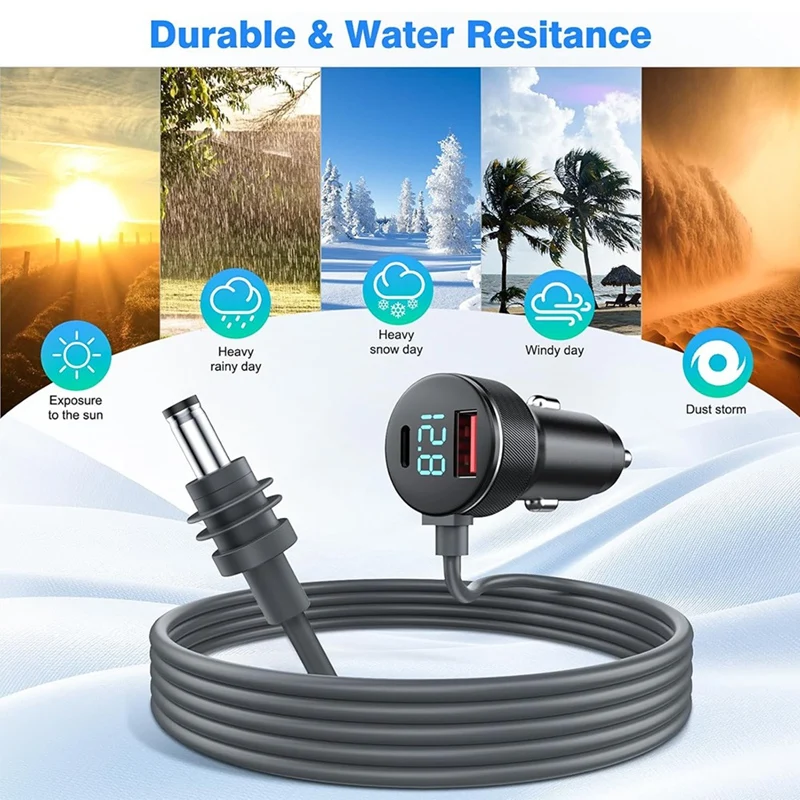 3-In-1 ل Starlink Mini DC كابل الطاقة 65 واط شاحن سريع نوع C مقبس USB ولاعة السجائر مع شاشة LED الفولتميتر