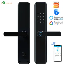 Serrure de porte intelligente électronique numérique sans clé, carte d'empreintes digitales, porte d'entrée à mortaise, Tuya, WiFi, Zigbee TTlock, 6068, 7068, 6072, 6085