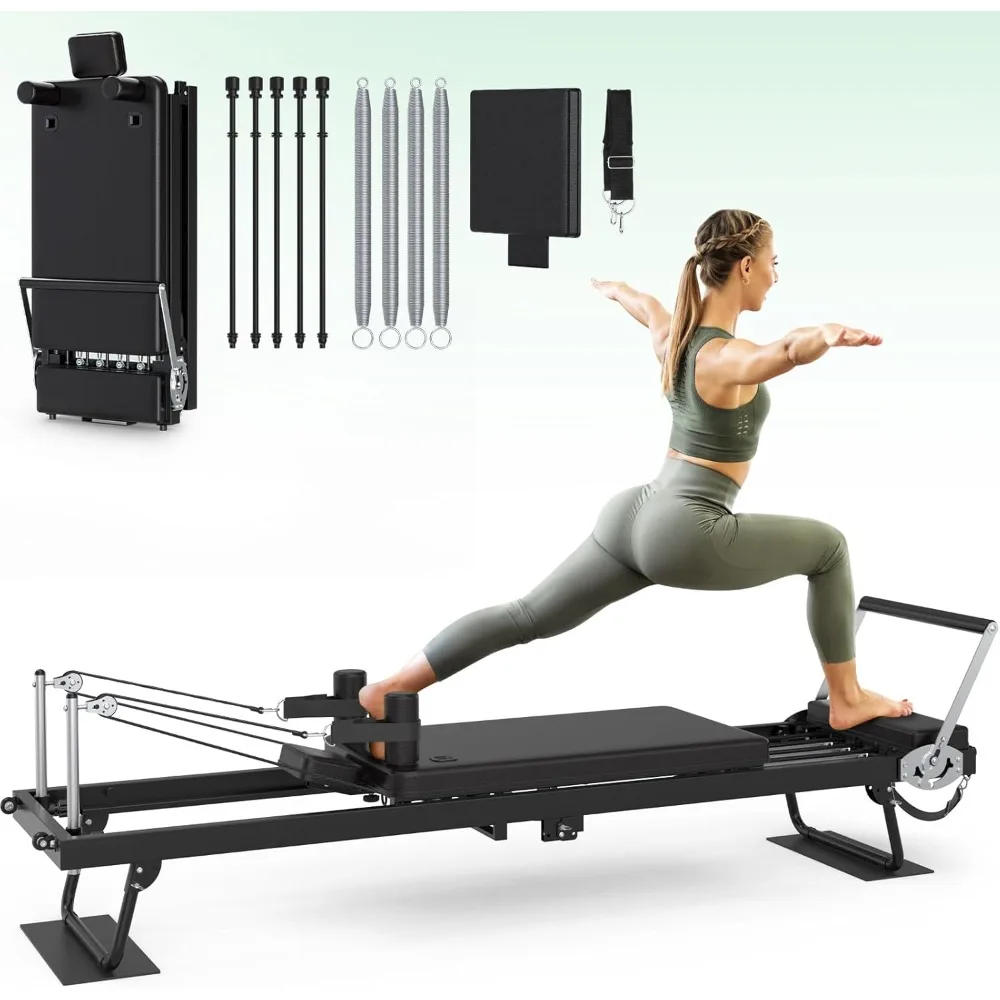 

Pilates Reformer,91.3"Foldable Reformer Pilates Machine with Longer Slide Rails,Jump Board,2 Resistance Combinations