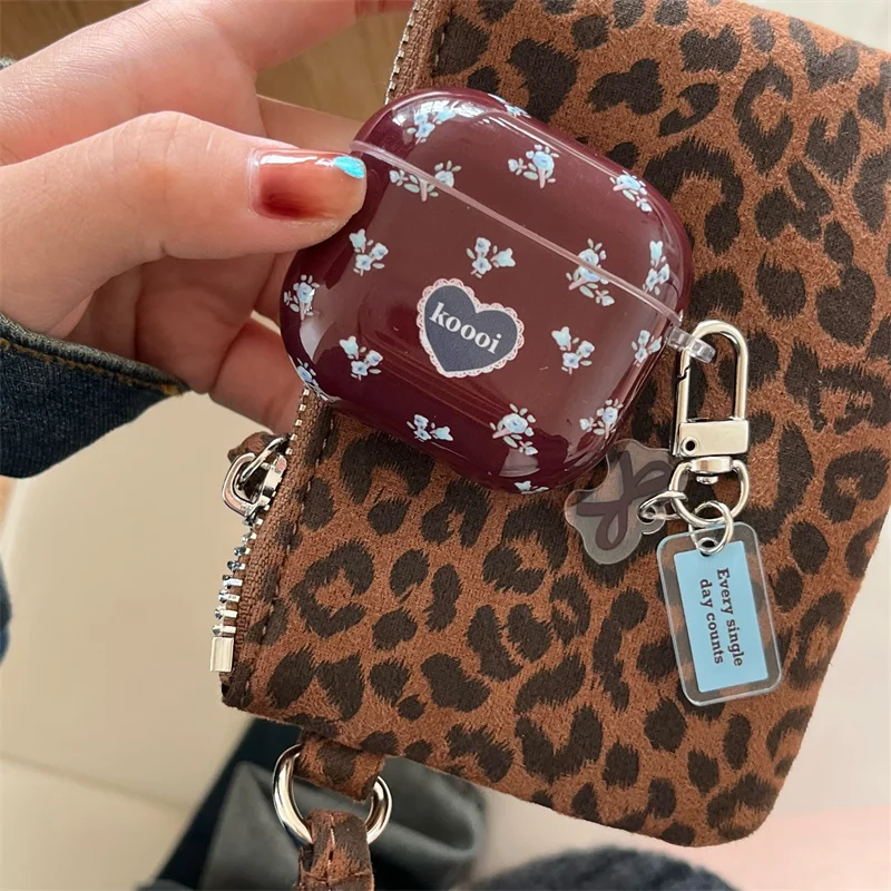 الرجعية الأزرق زهرة حقيبة سماعة الاذن ل أبل Airpods برو 1 2 3 4 Gen غطاء سيليكون لطيف سماعة شحن حالات ل Airpod 4 3rd