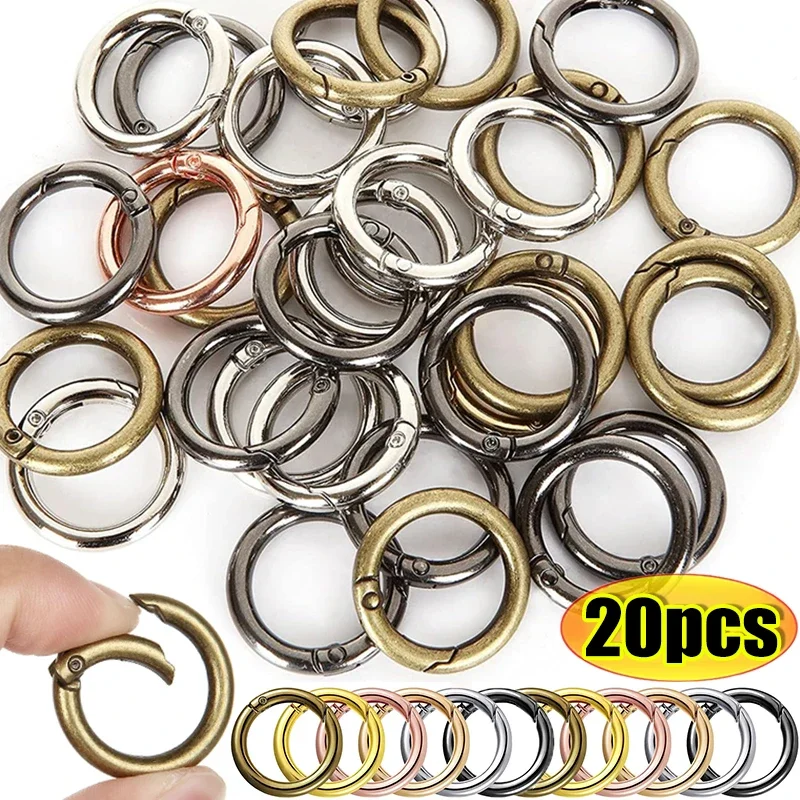 

10-20pcs Metal O Ring Keyring Spring Buckles DIY Jewelry Openable Round Carabiner Keychain Clasp Bag Clips Snap Hook 20mm-33mm