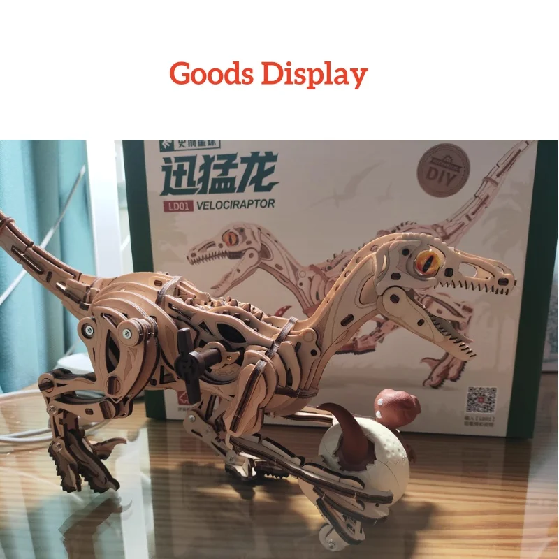 

Elociraptor Mechanical Dinosaur Wooden Spring-Driven Gear Assembly Model Action Figures Toy Gift For Assembly Enthusiast
