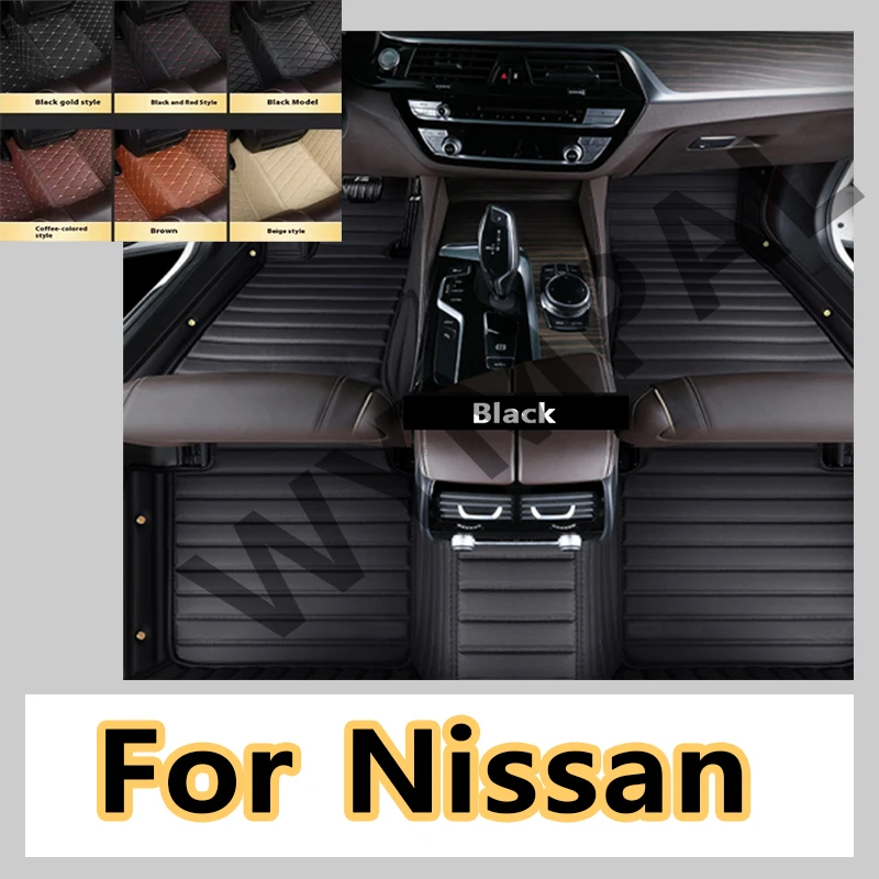 Luxury Custom Fit Car Floor Mats For Nissan Qashqai Sylphy Navara Kicks March Teana Xtrail Almera Livina Murano car accessories