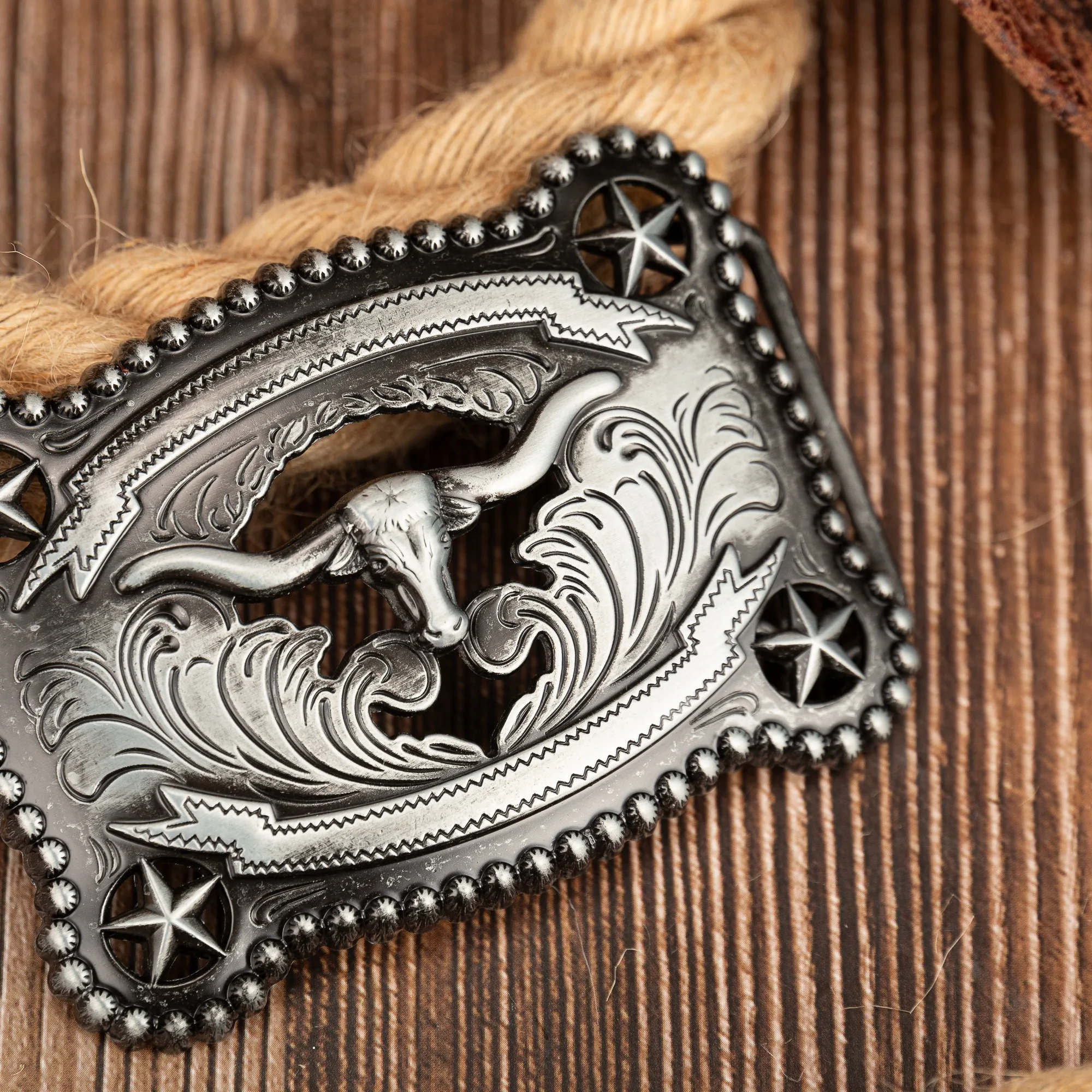 حلقة رباعية الزوايا برأس الثور الخمس نجوم بإبزيم مجوف، مشبك حزام مبتكر للرجال على الموضة الغربية القديمة، علبة على طراز الفايكنج