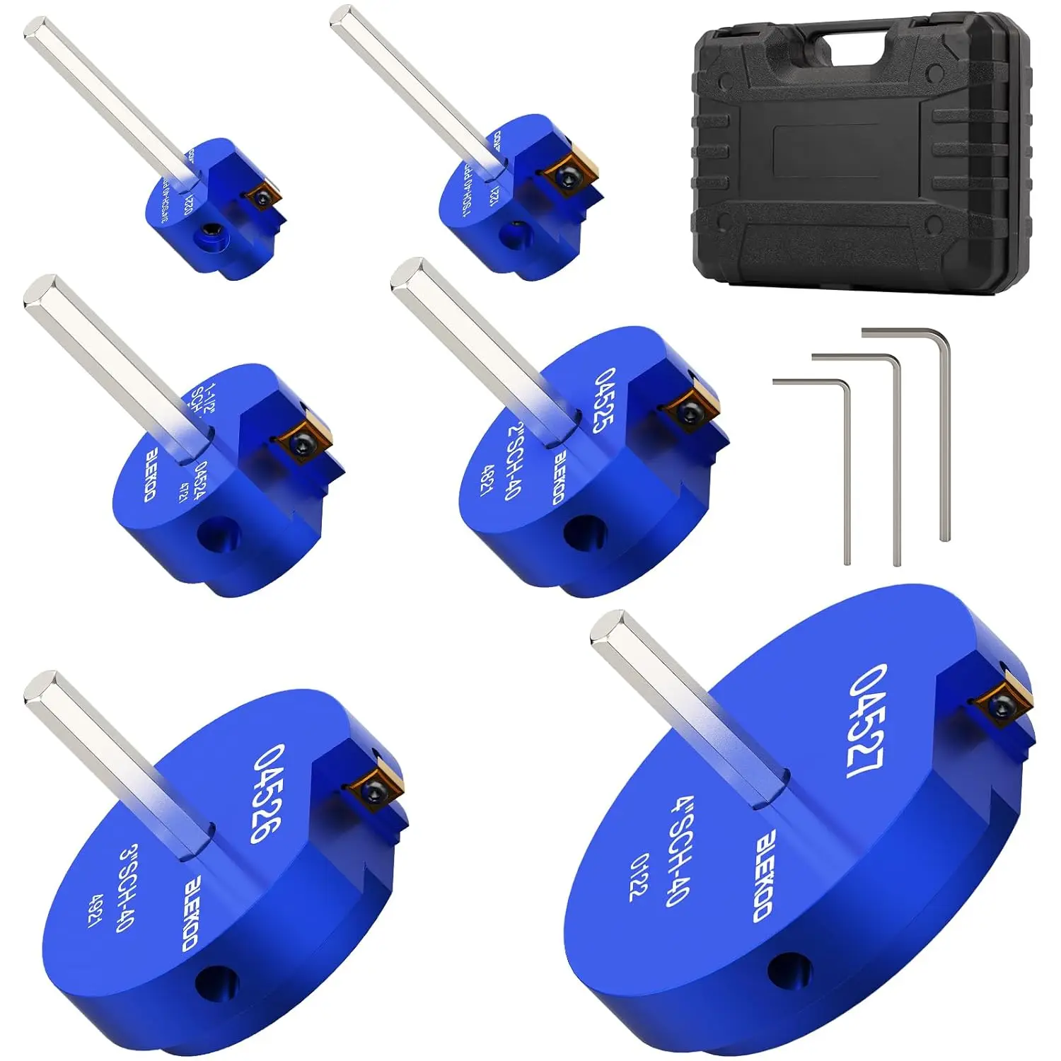 6PCS PVC Pipe Reamer Kit with Dual-Blade Technology for SCH40 Aluminum Deburring, Fits 3/4" to 4" Pipes and Standard 1/2" Drills