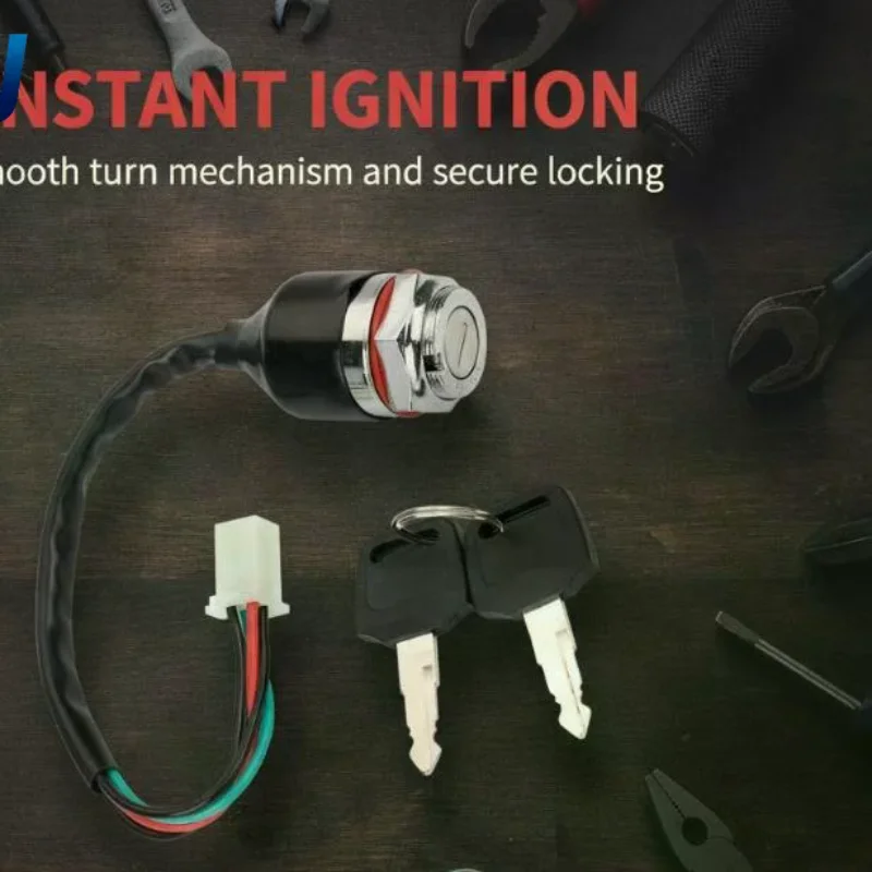 4-Wire Ignition Switch With 2 Keys Suitable For 50cc-250cc Motorcycles ATVs Go-Karts Premium Waterproof Durable Material