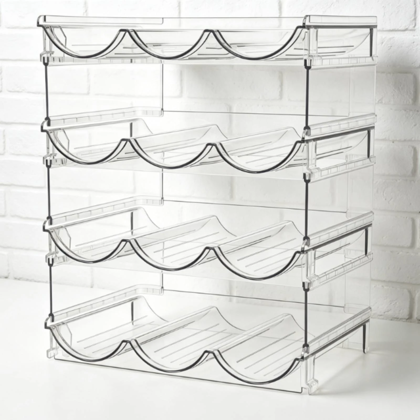 Water Bottle Organizer Rack Modular Stackable Water Bottle Rack Space Saving Plastic for Kitchen
