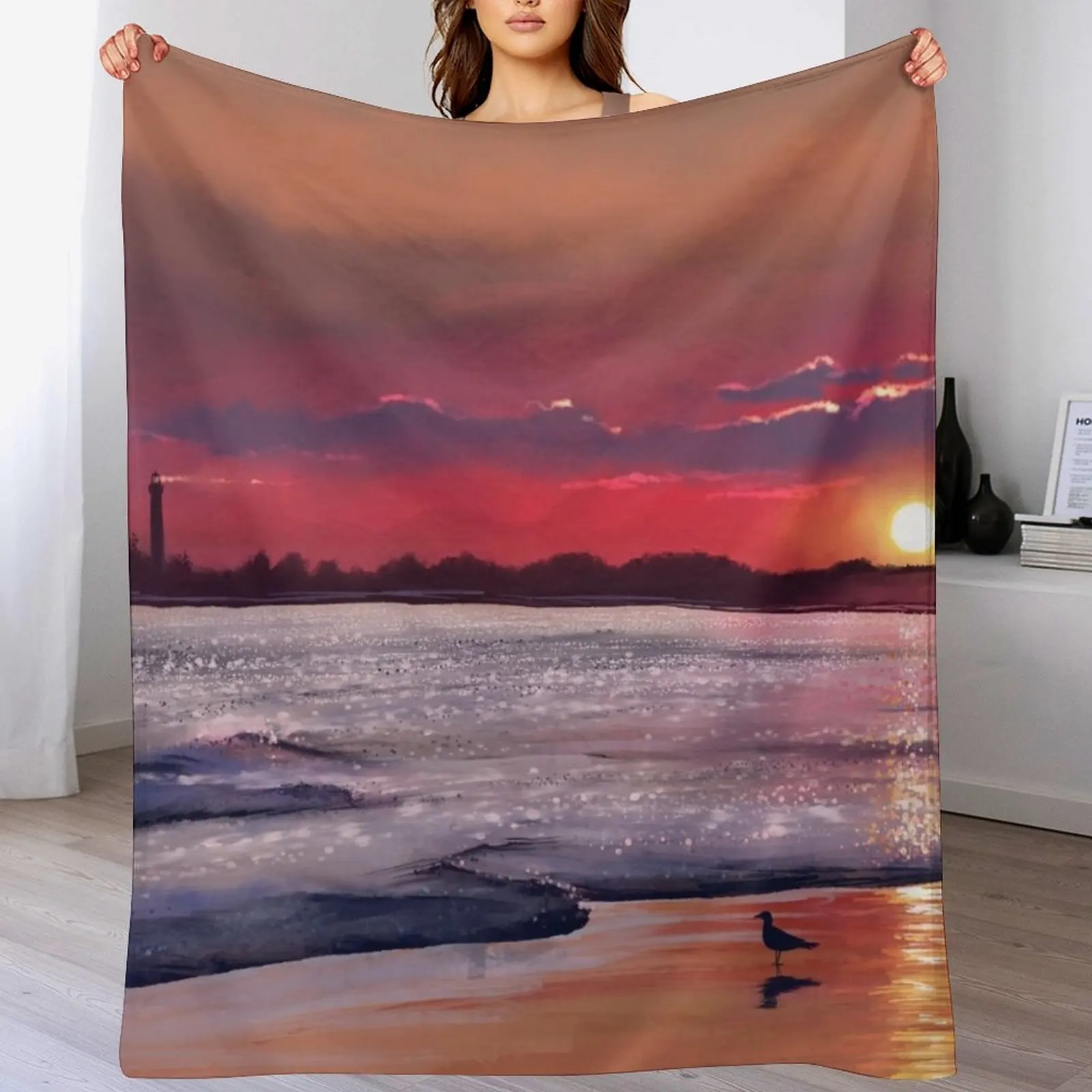 Cape May Light House Throw Blanket For Sofa Thin Picnic Blankets