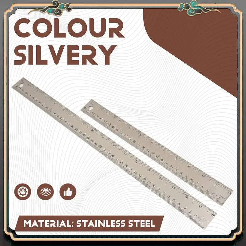 

Reliable-Stainless Steel Ruler With Cork Backing:(12+18 Inch) Stainless Steel Ruler Non-Slip Rulers With Inch And Centimeters