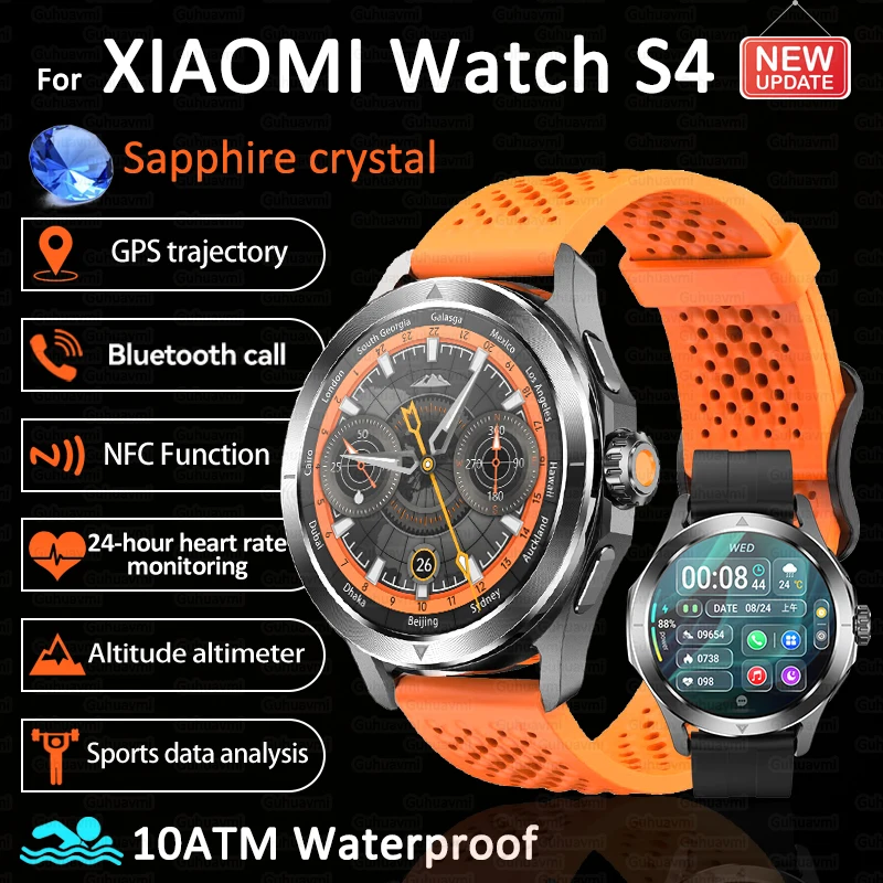 New For Xiaomi S4 Ultra Smart Watch Men AMOLED Outdoor Sports GPS Compass Heart Rate Waterproof NFC Bluetooth Call Smartwatches