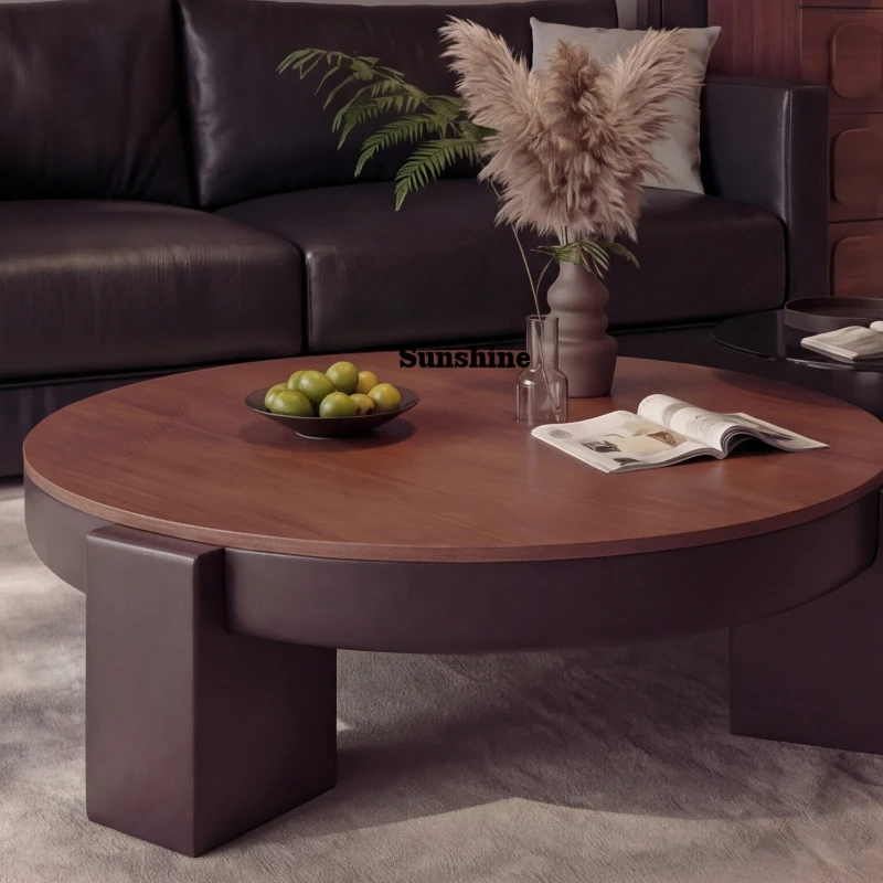 Medium-sized style small apartment coffee table, modern simple living room, rectangular solid wood coffee table