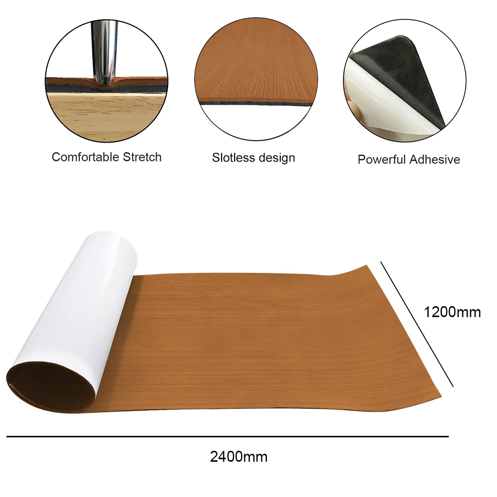 2400*1200mm Brushed brown surface for Yacht Inflatable Kayak EVA Foam Marine Teak Decking RV Self Adhesive Flooring Sheet pad