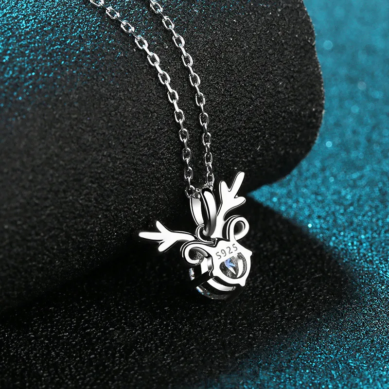 925er Sterlingsilber, schlichter und modischer vierzackiger 1 Karat 2 Karat Mosambik-Diamant-Hirsch-Anhänger, Schmuck, Geschenk