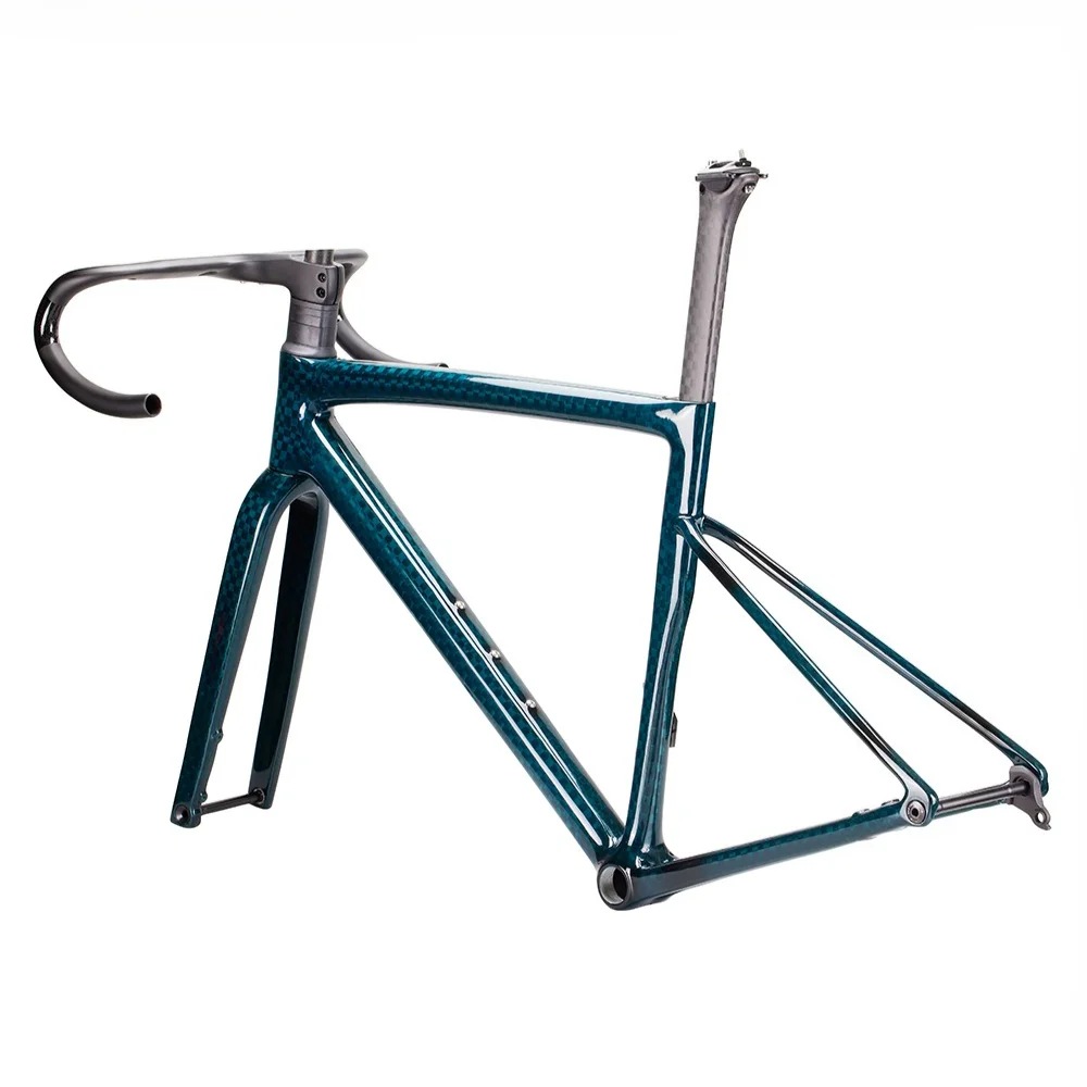 

T1100 Carbon Fiber Road Bike Frame Lightweight Aerodynamic BSA Bottom Bracket Internal Cable Routing 700x28C Tire Compatible