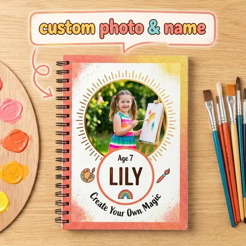 Custom Photo Name Spiral Notebook,Personalized Kids Journal,Lined Writing Paper,Birthday Present,Back To School,Note Taking