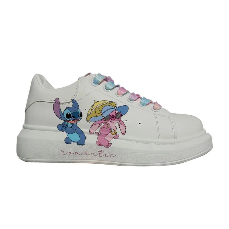 Kawaii Stitch Sport Shoes Couple Casual Sneakers Anime Angel Basket Shoes Disney Stitch Board Shoes Kids Tennis Shoes Size 35-44